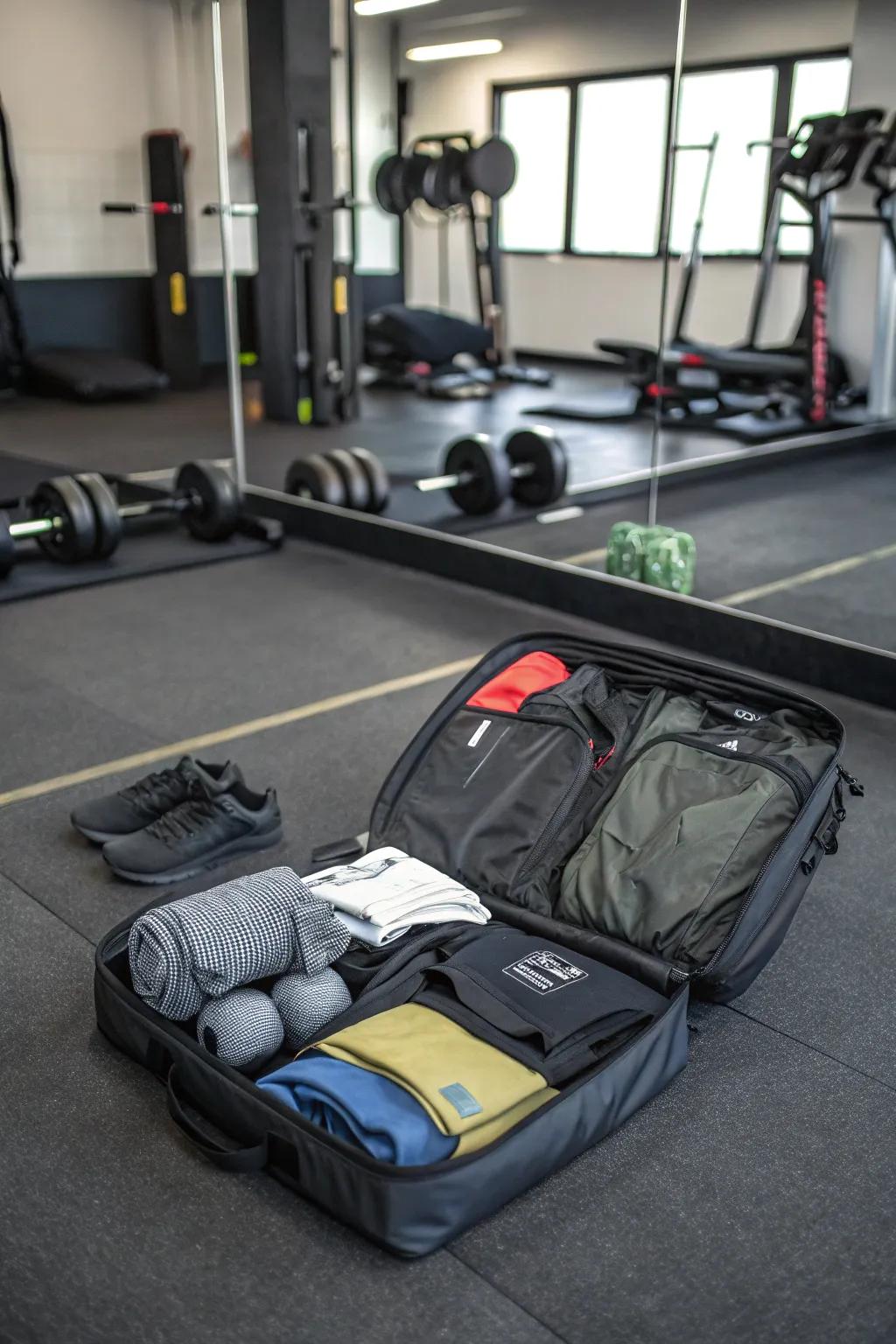 Workout stuff you use most, set for quick access.