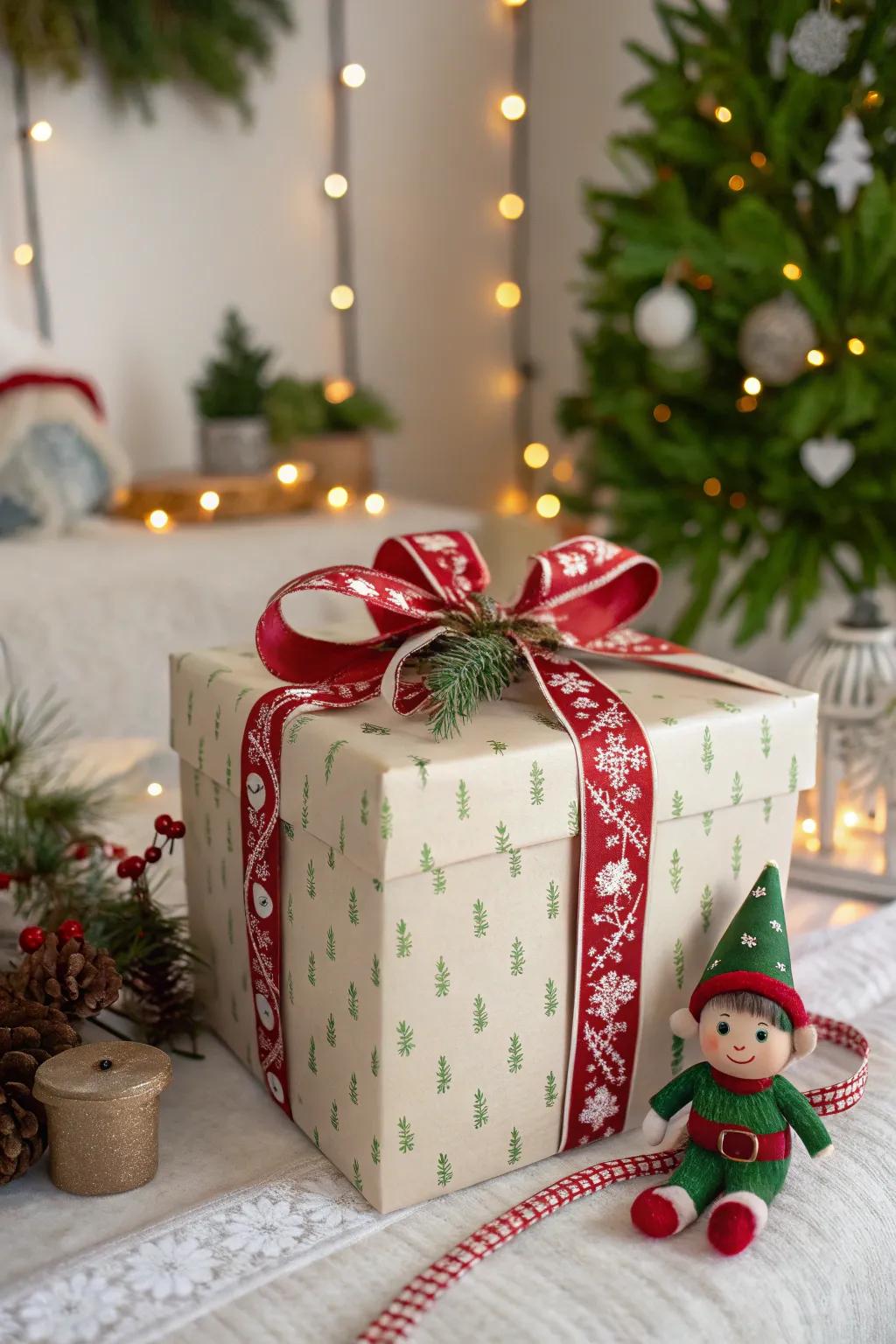 A gift box surprise from the elf brings joy and excitement.
