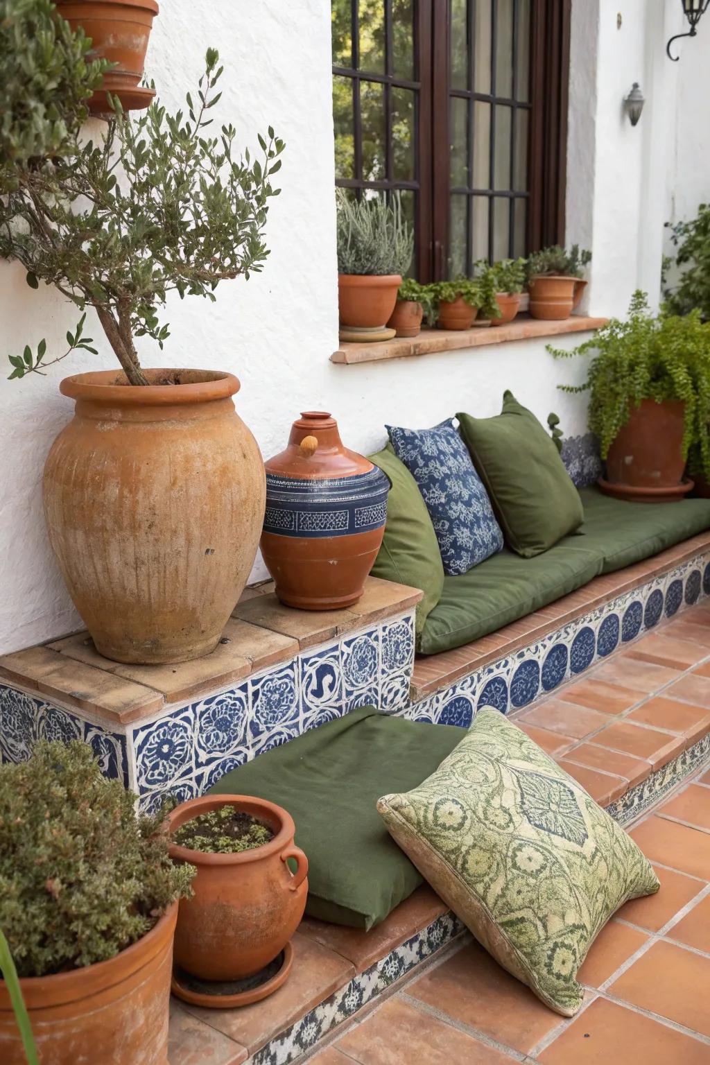 A Mediterranean hue selection brings warmth and vibrancy to an Italian patio.