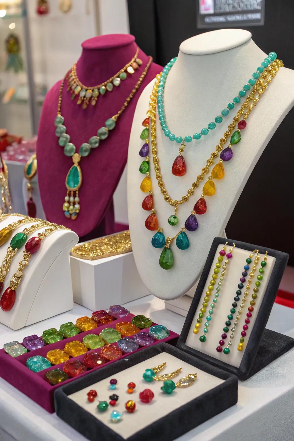 Shade contrasts introduce vibrancy to ornament exhibits.