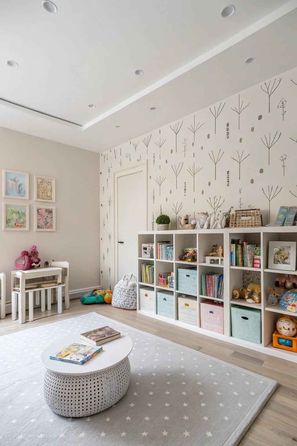 A playroom with basic decor offering an understated elegance.