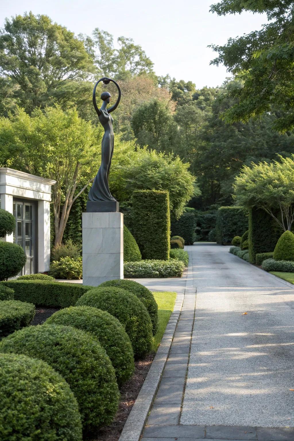 Art sculptures deliver a singular focal point.
