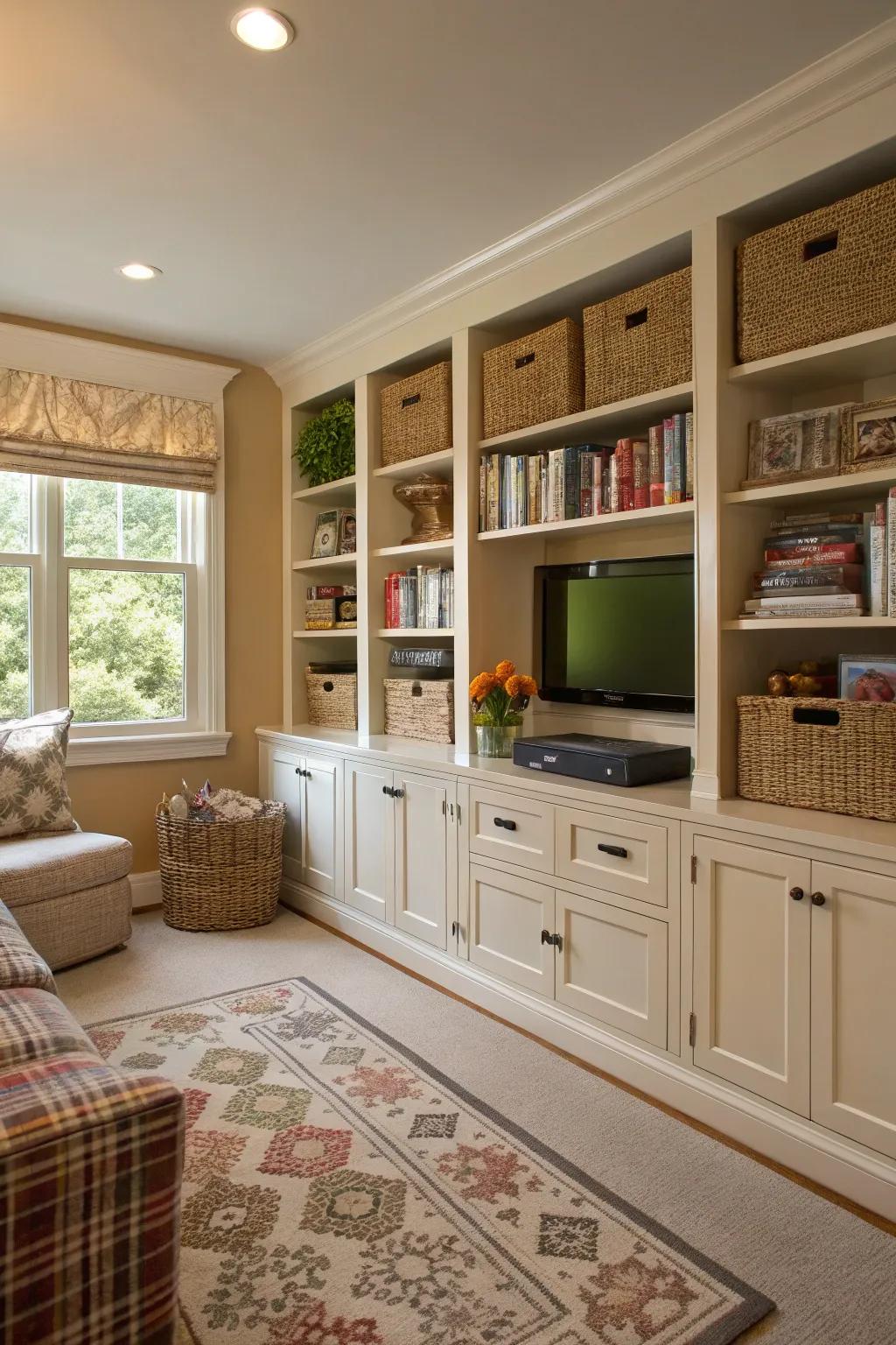 Integrated storage for a neat space.