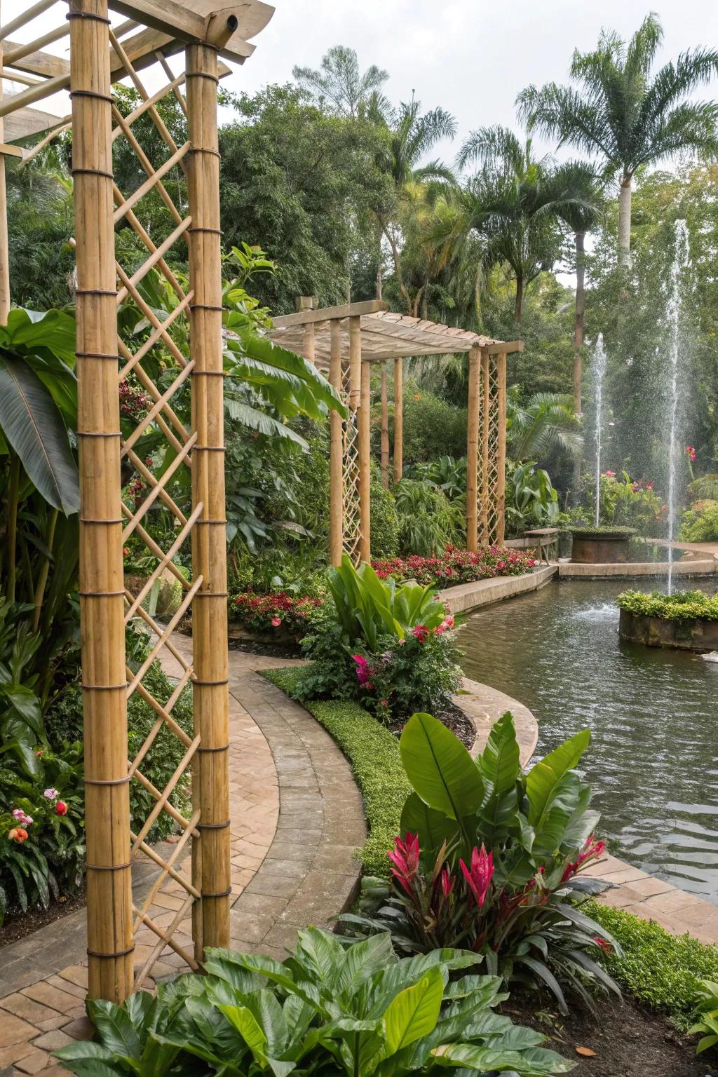 Forge an exotic garden getaway with cane weave.