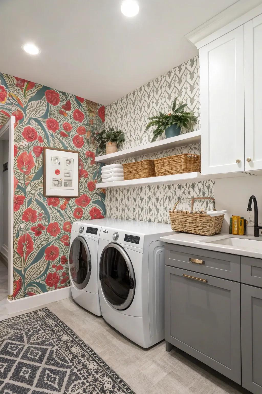 Statement walls give your laundry area focus and interest.