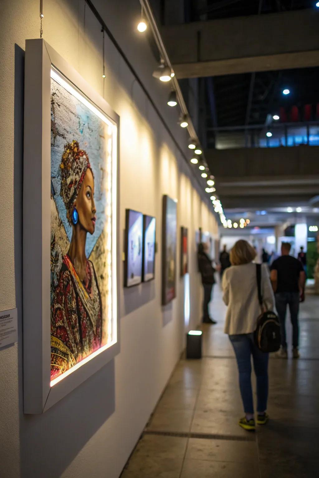 Using creative LED backlighting, make your art stand out.