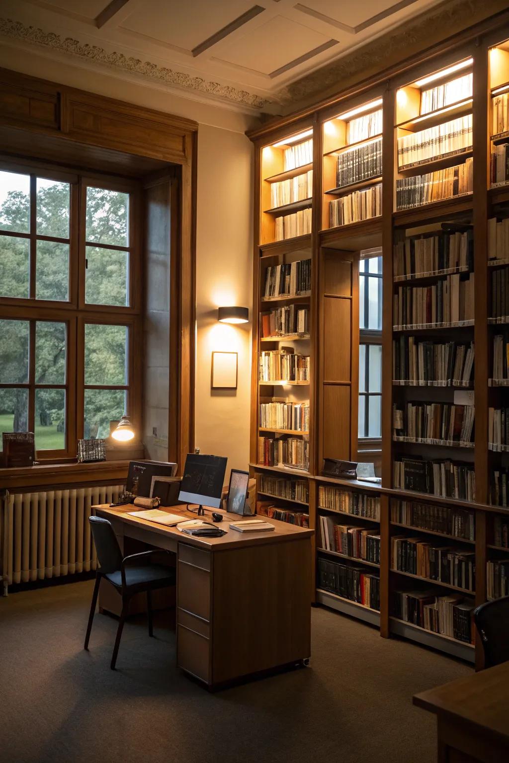 Use lights to make your shelves look nice.