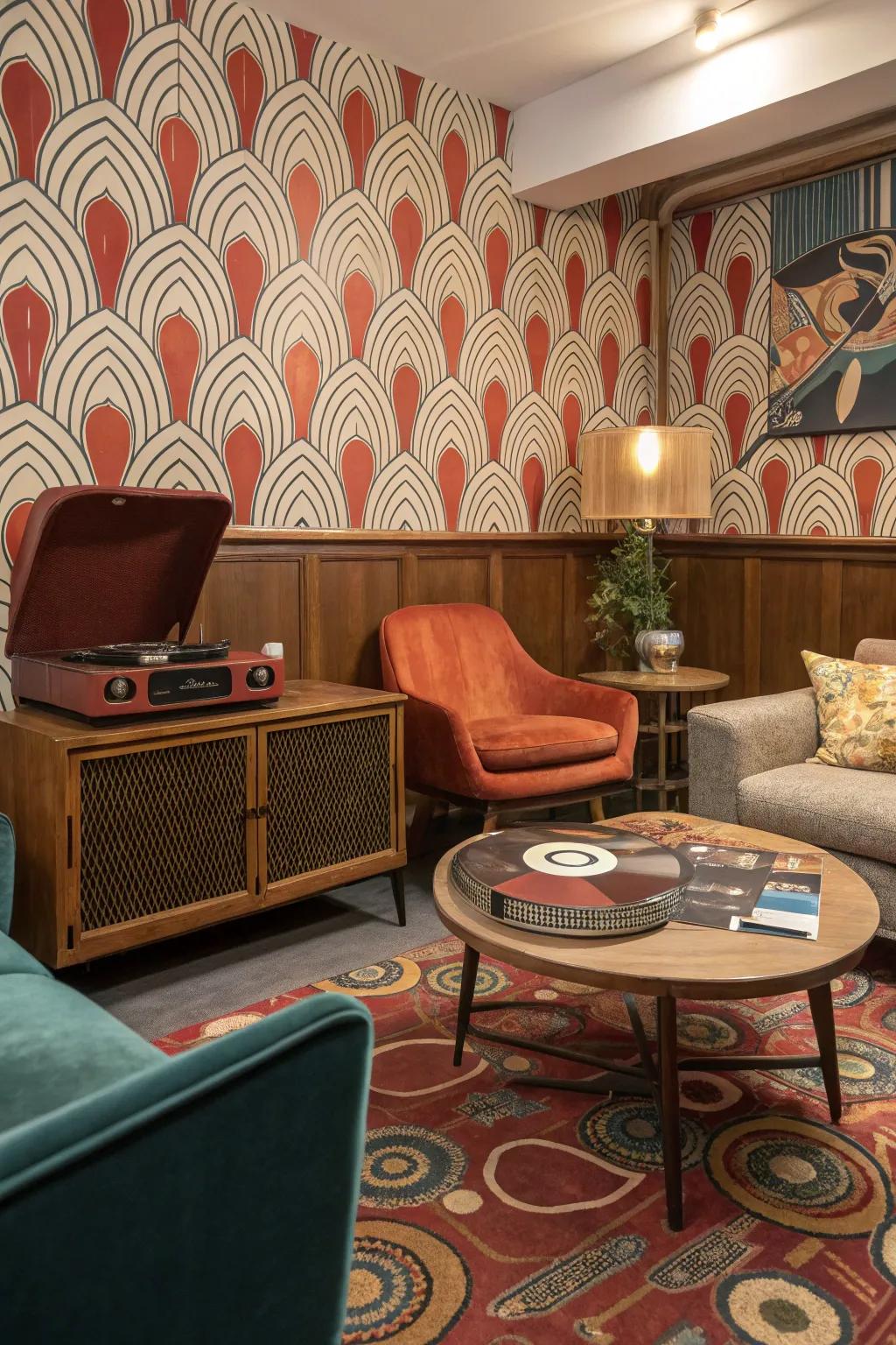 Retro-inspired wallpaper for a vintage vibe.