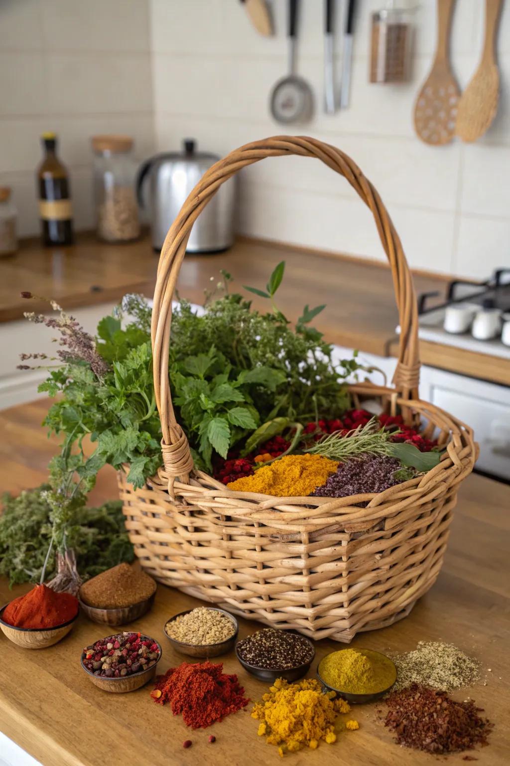 A culinary-inspired May basket with an essence of spring.