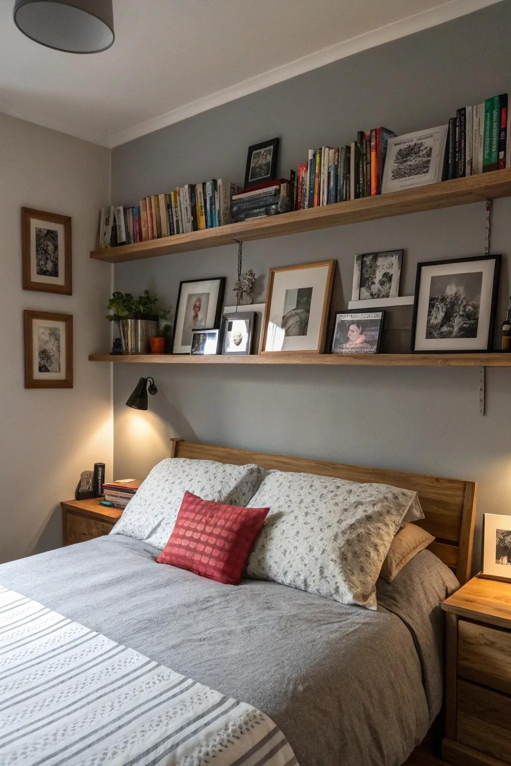 Personal touches make the grey bedroom uniquely yours.