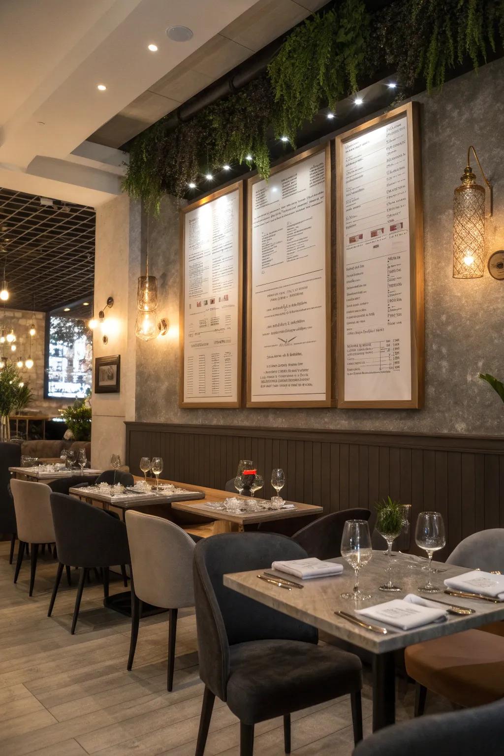 Combine style and function with a wall-mounted menu.