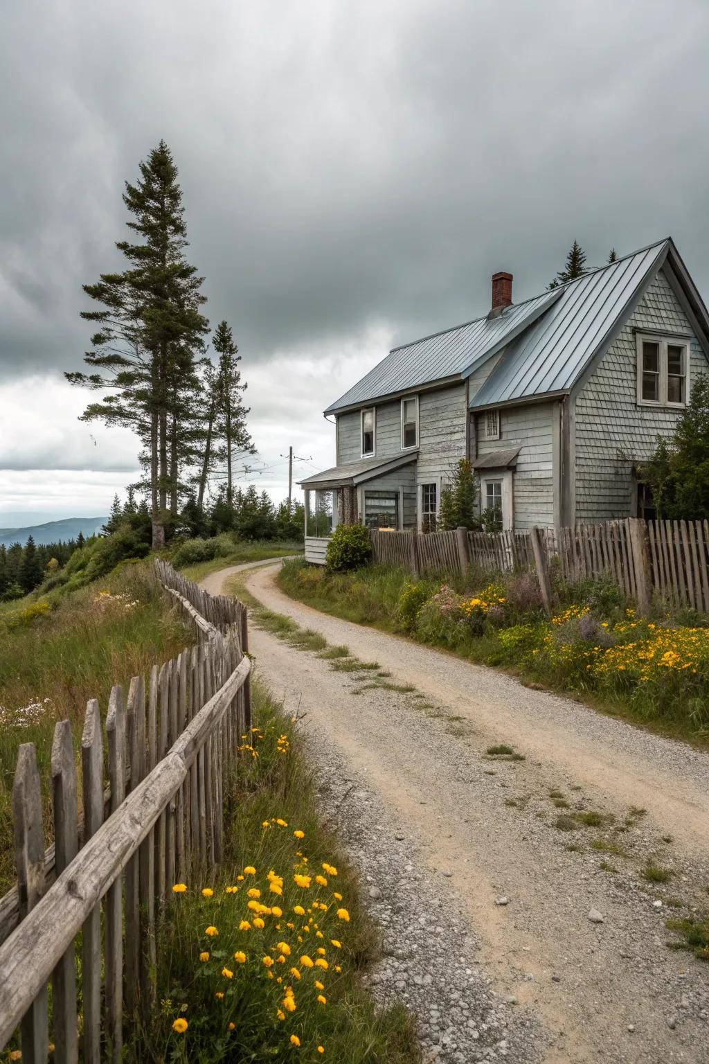 A rustic-style setting showcasing weathered metal cladding for a timeless beauty.