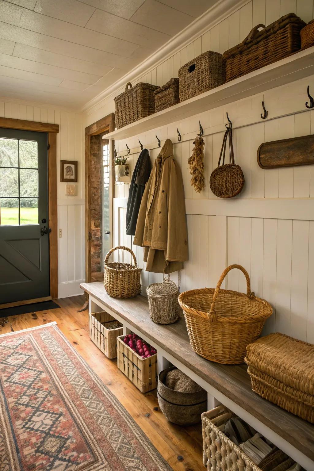 Vintage finds add character to your mudroom.