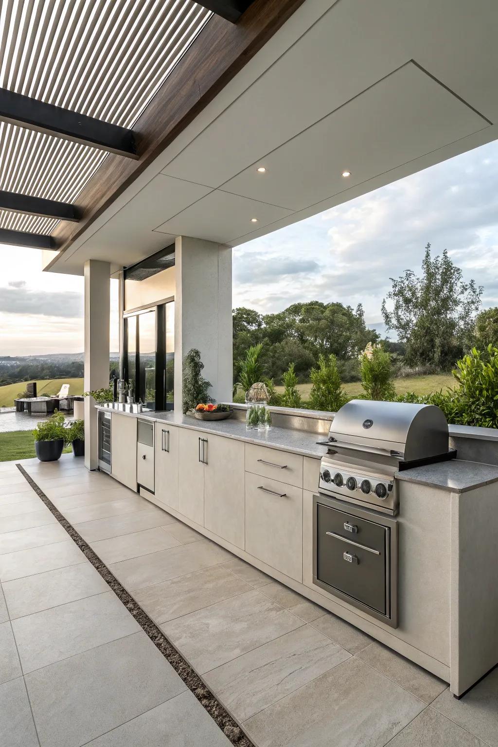 A minimalist color scheme that designs a timeless and adaptable cooking area.