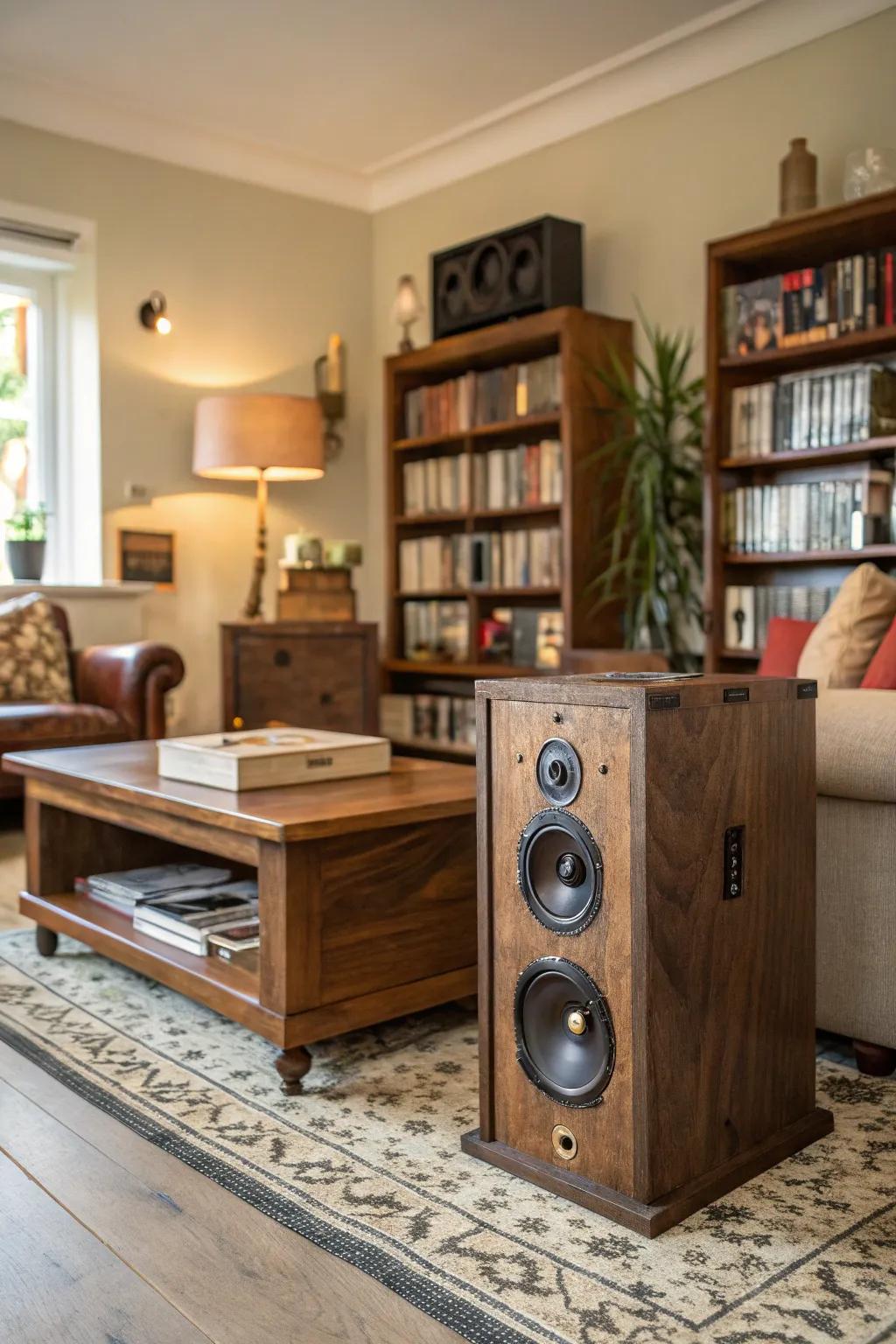 Concealed technology provides modern convenience without disrupting the retro feel.