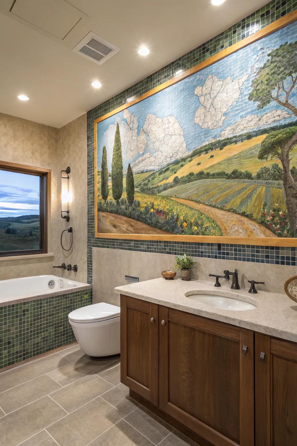 Make your bathroom a personal refuge through custom mosaic murals.