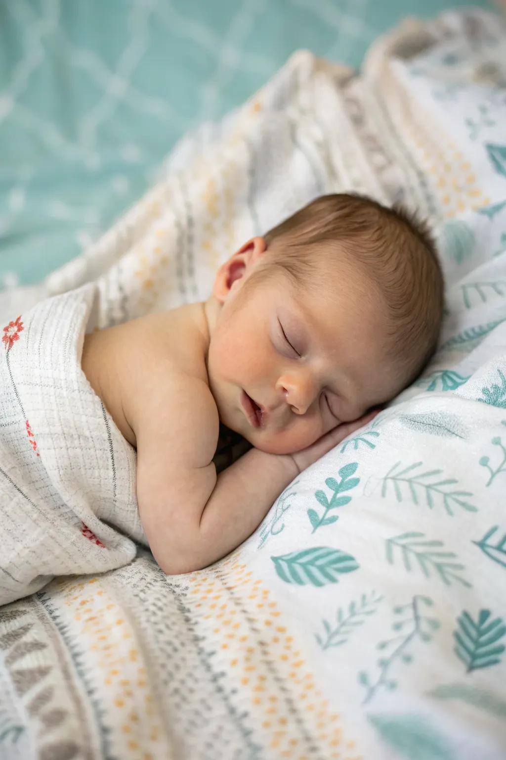 A newborn photograph featuring a textured background contributing dimension and interest.