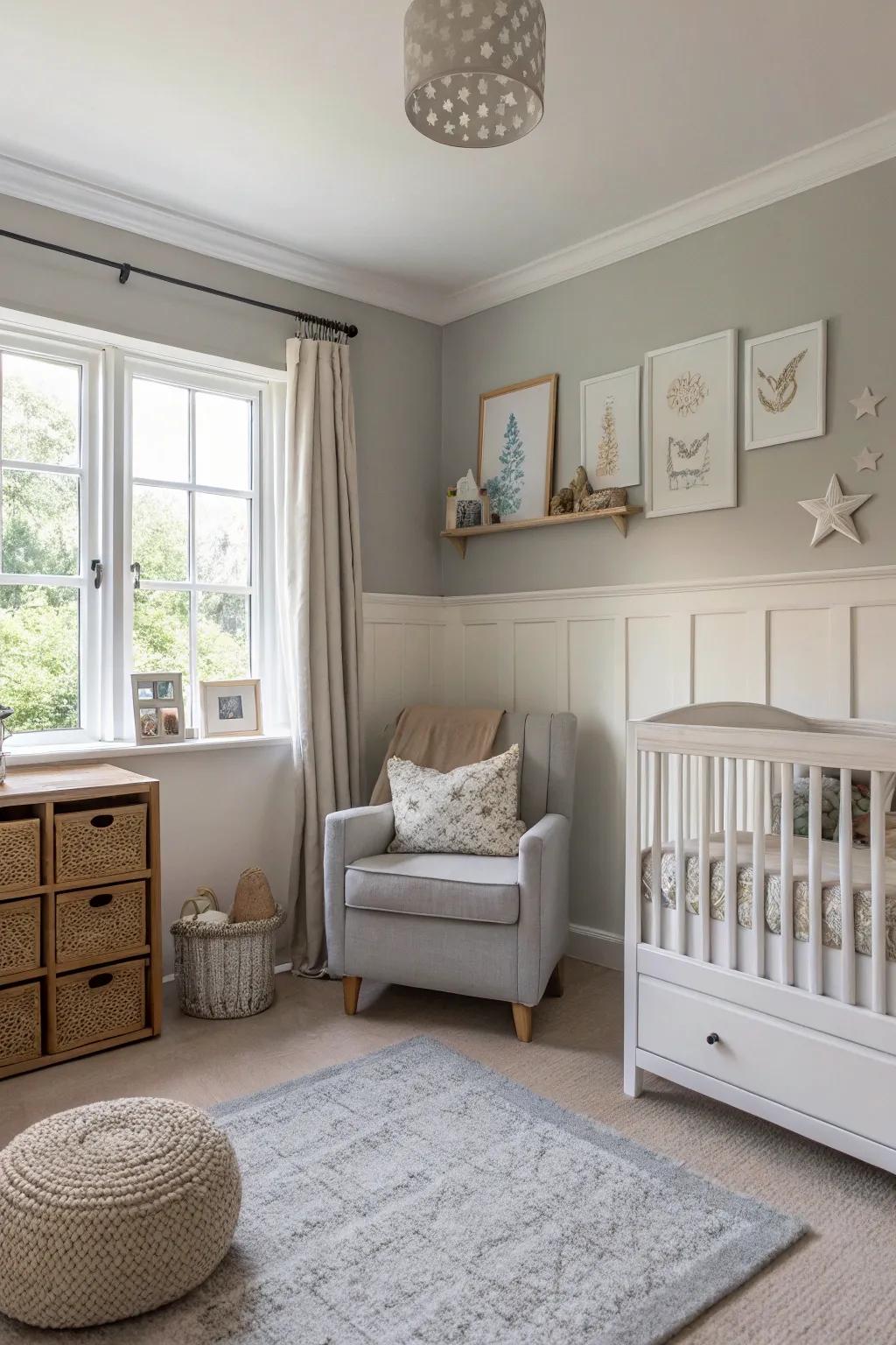 A versatile nursery featuring stone-beige shades.