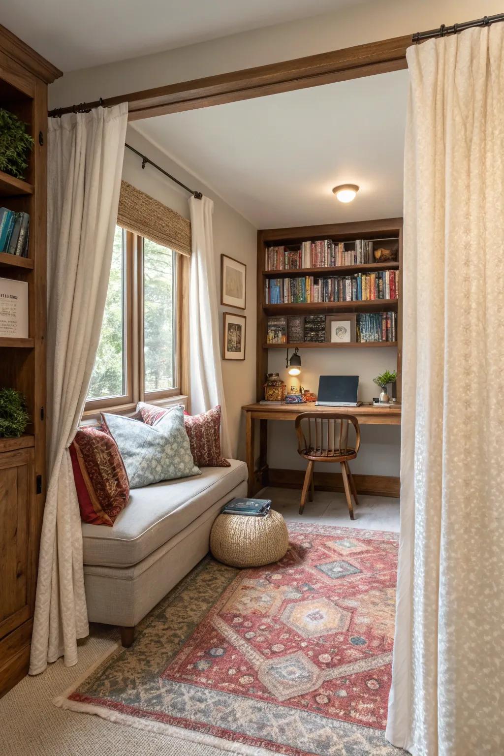 Texture layering enhances depth and comfort to your office.