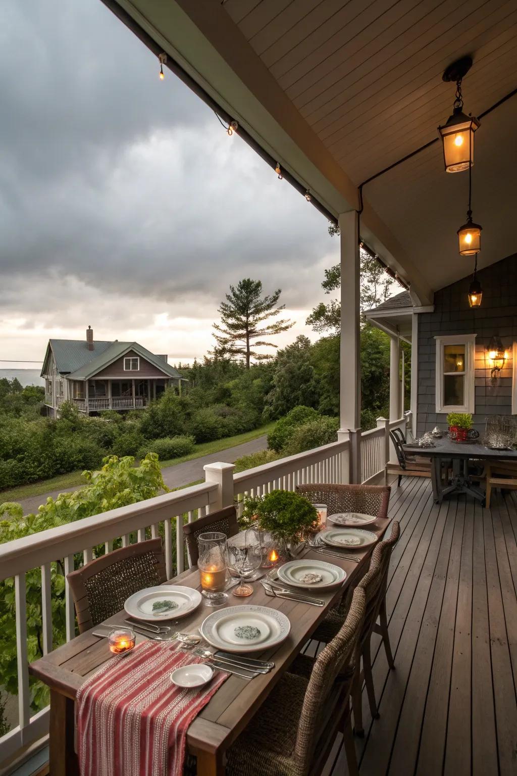 A dining zone on the porch accounts for delightful outdoor meals.