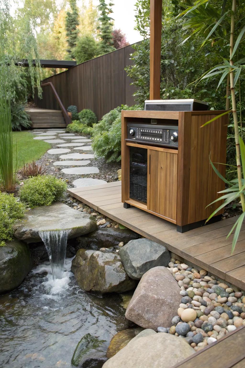 Liquid feature cases design a relaxing ambiance with sound and sight.