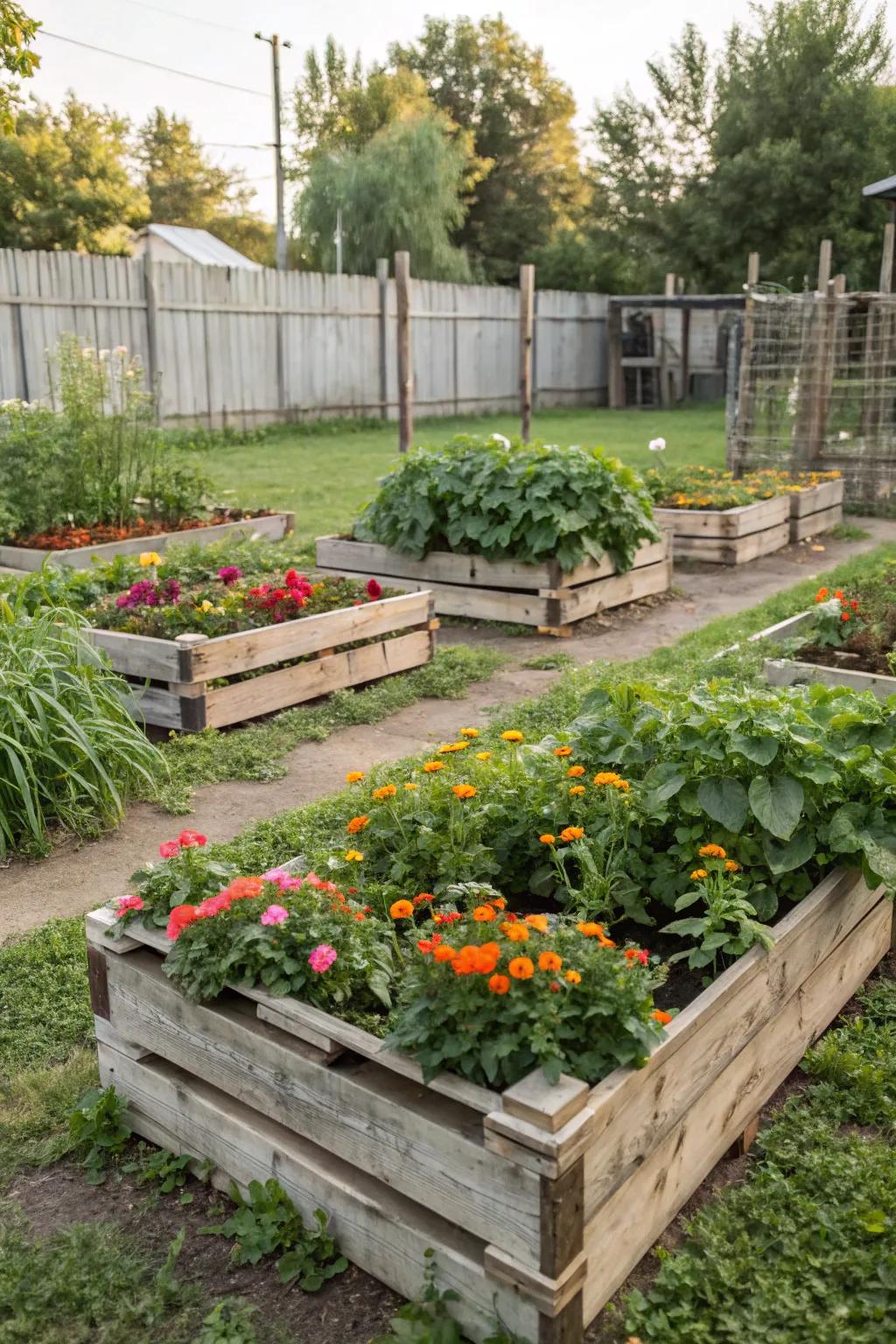 Repurpose skids into affordable, enchanting raised beds.