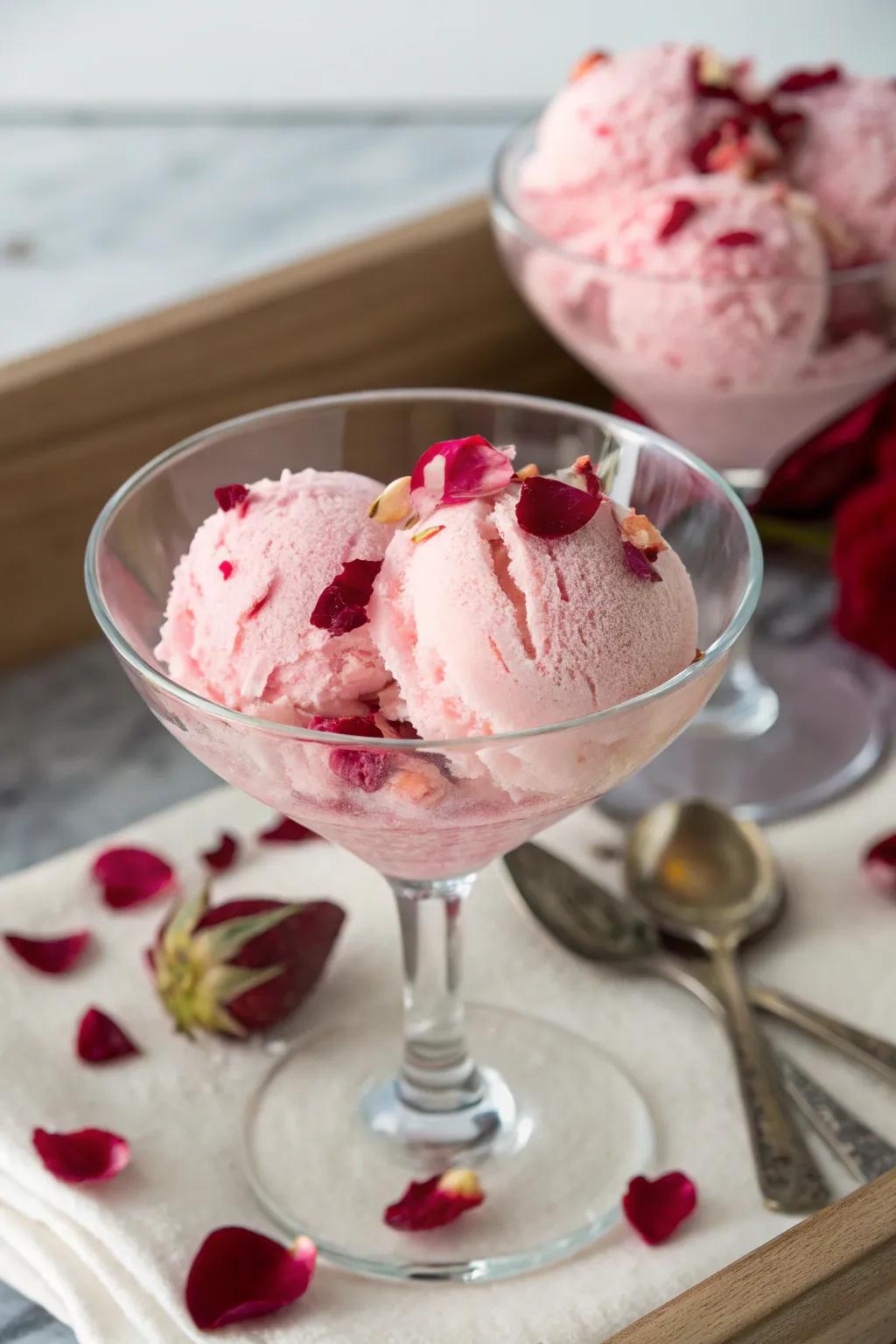 Rose petal dessert offers a delicate and fragrant dessert option.