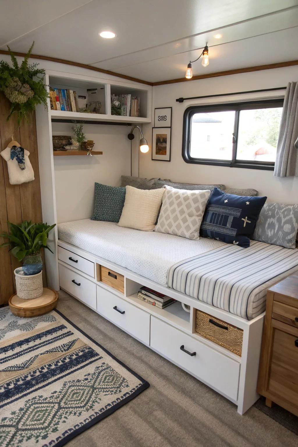 Convertible beds maximize room versatility.