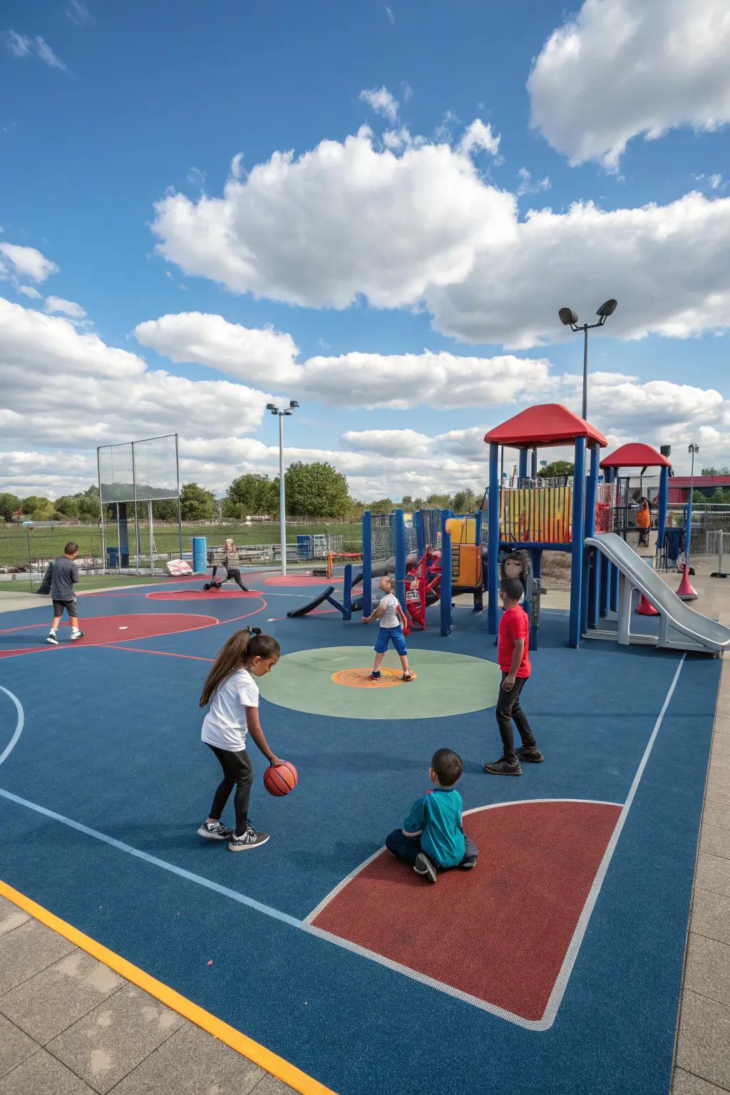 Sports flooring adapts to various playground activities.