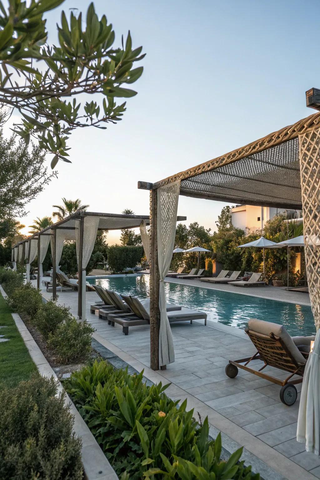 Unique patterns add visual interest and depth to shade structures.