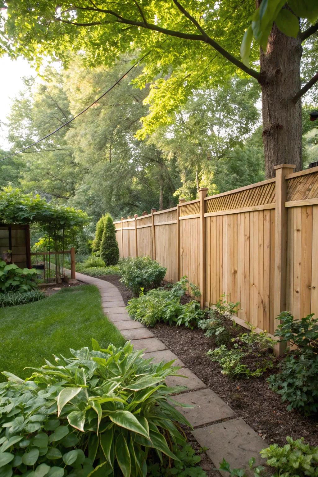 Pine timber fences provide a warm and inviting privacy solution.