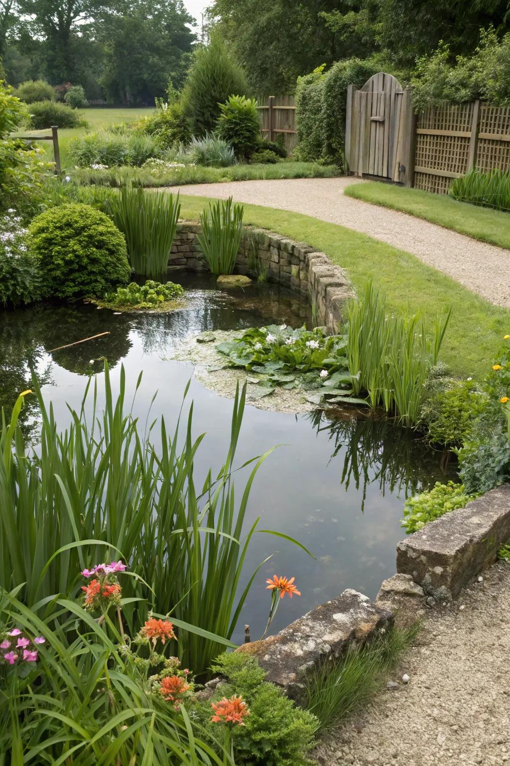 Tranquil water element elevating property borders.