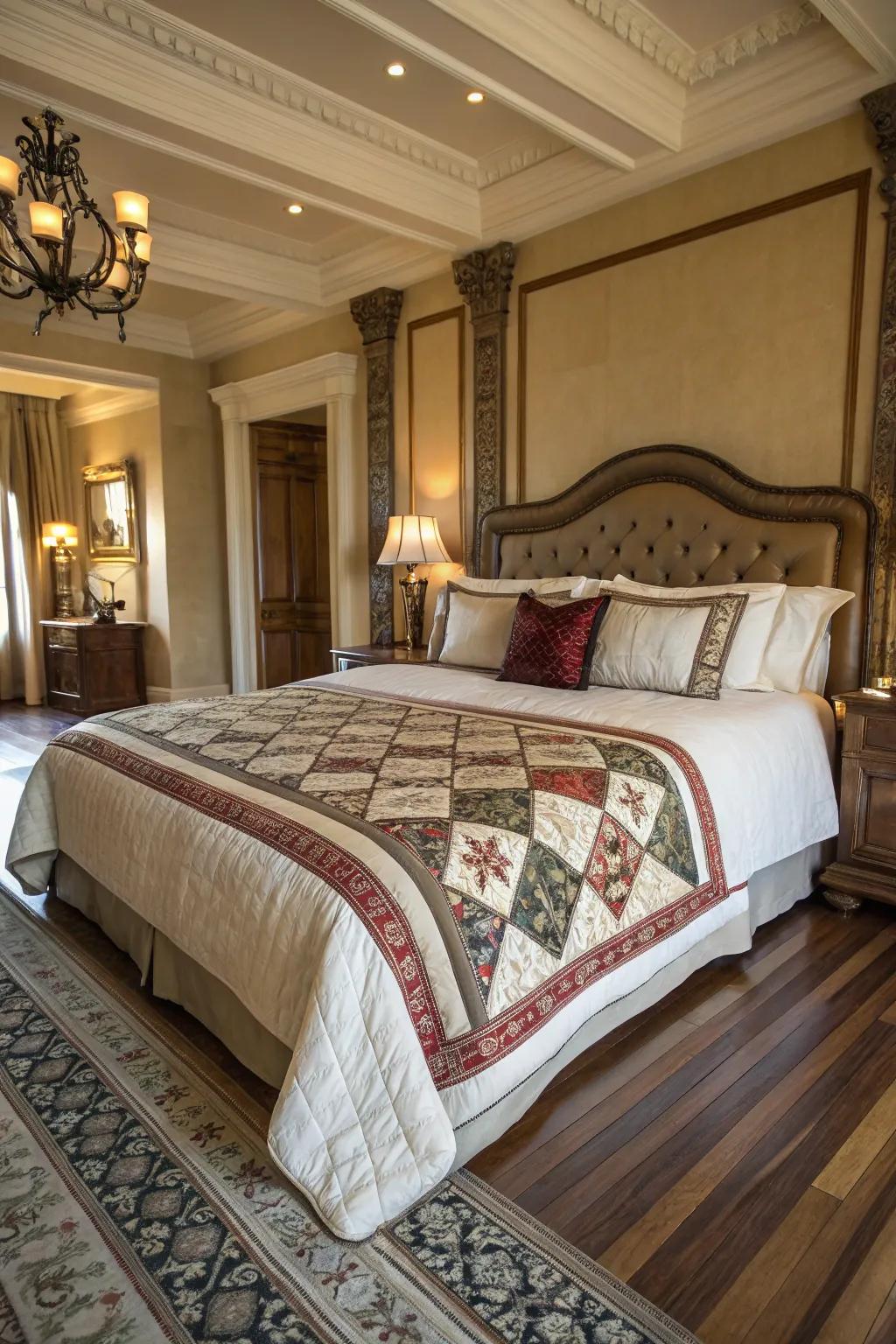 Textured bindings contribute a hint of opulence to quilts.