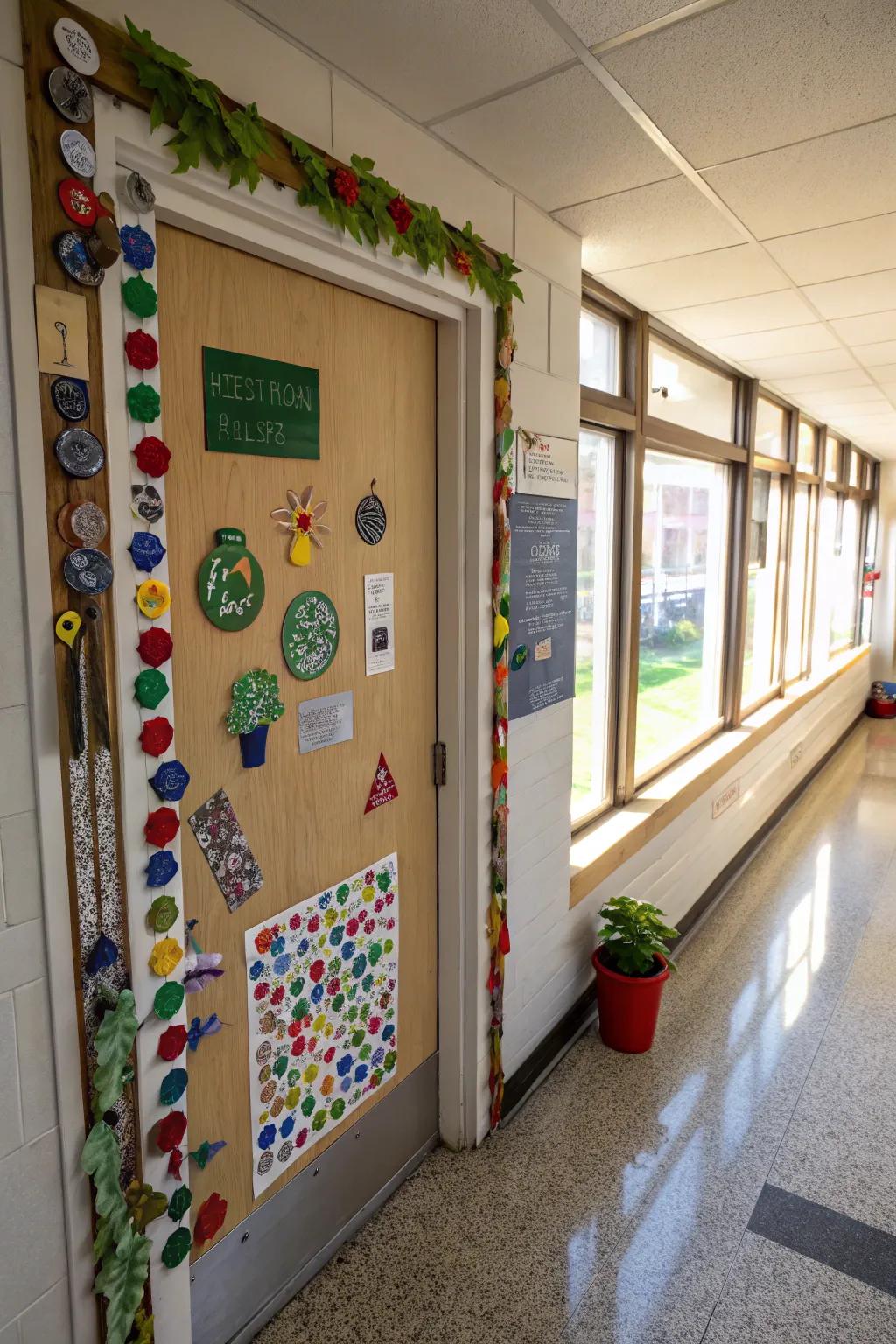 Get creative with eco-friendly, upcycled door decorations.