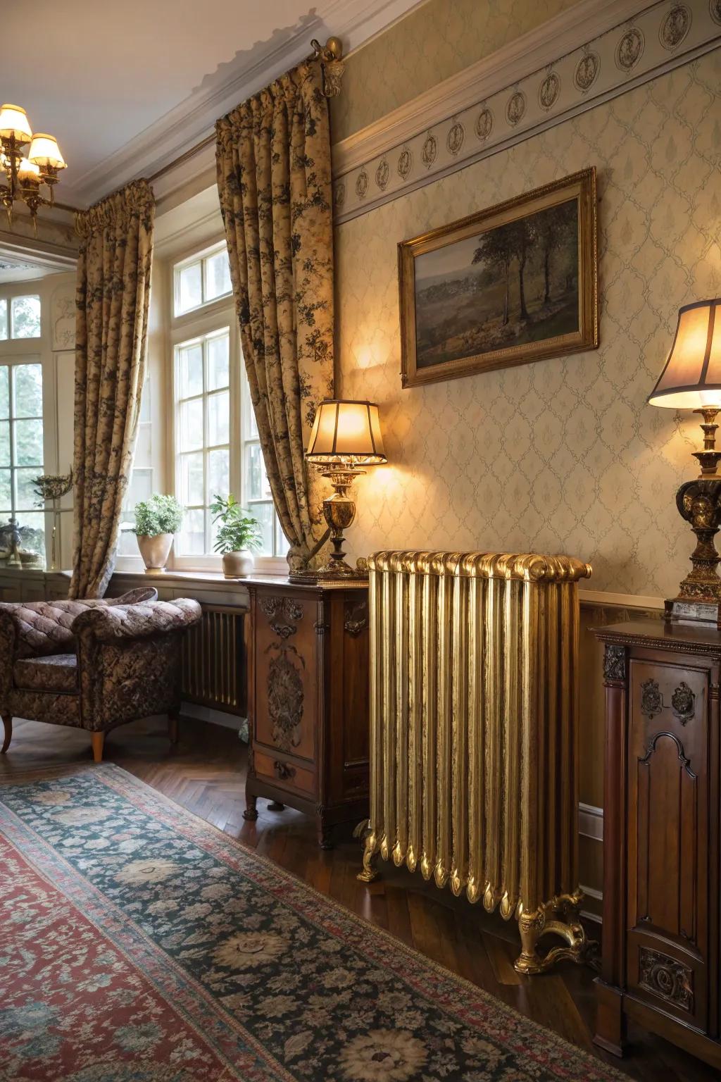Gilded radiators radiate glamorous results.