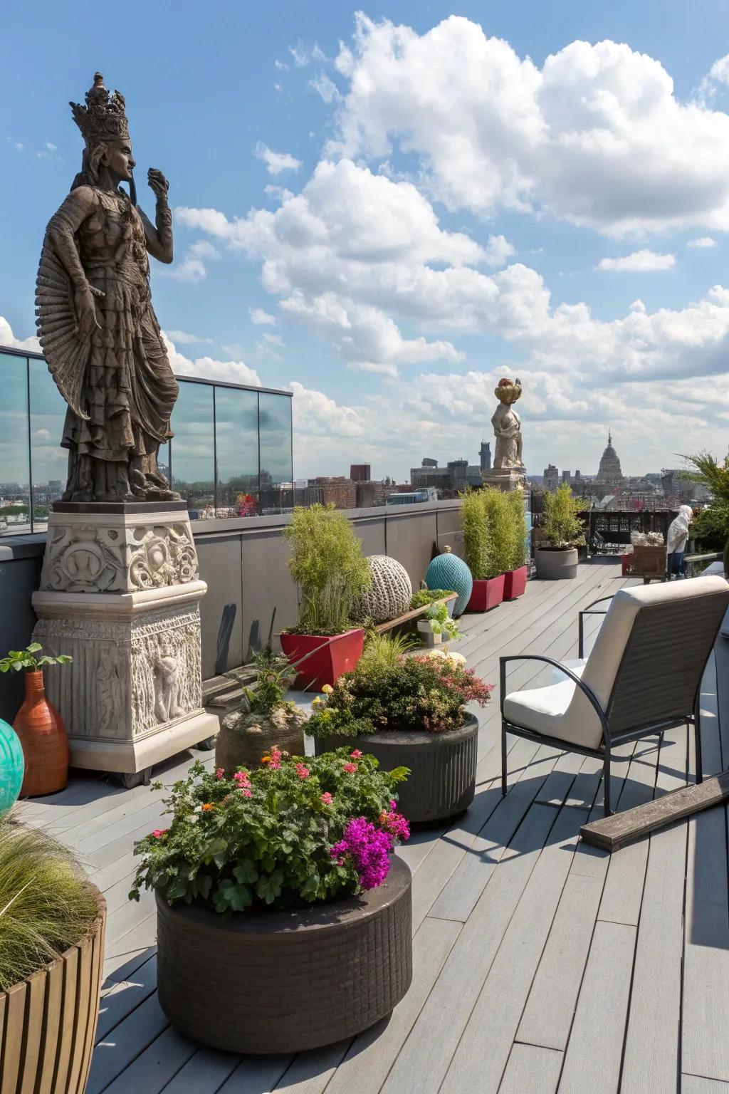 Express your ingenuity on your rooftop making use of imaginative touches.