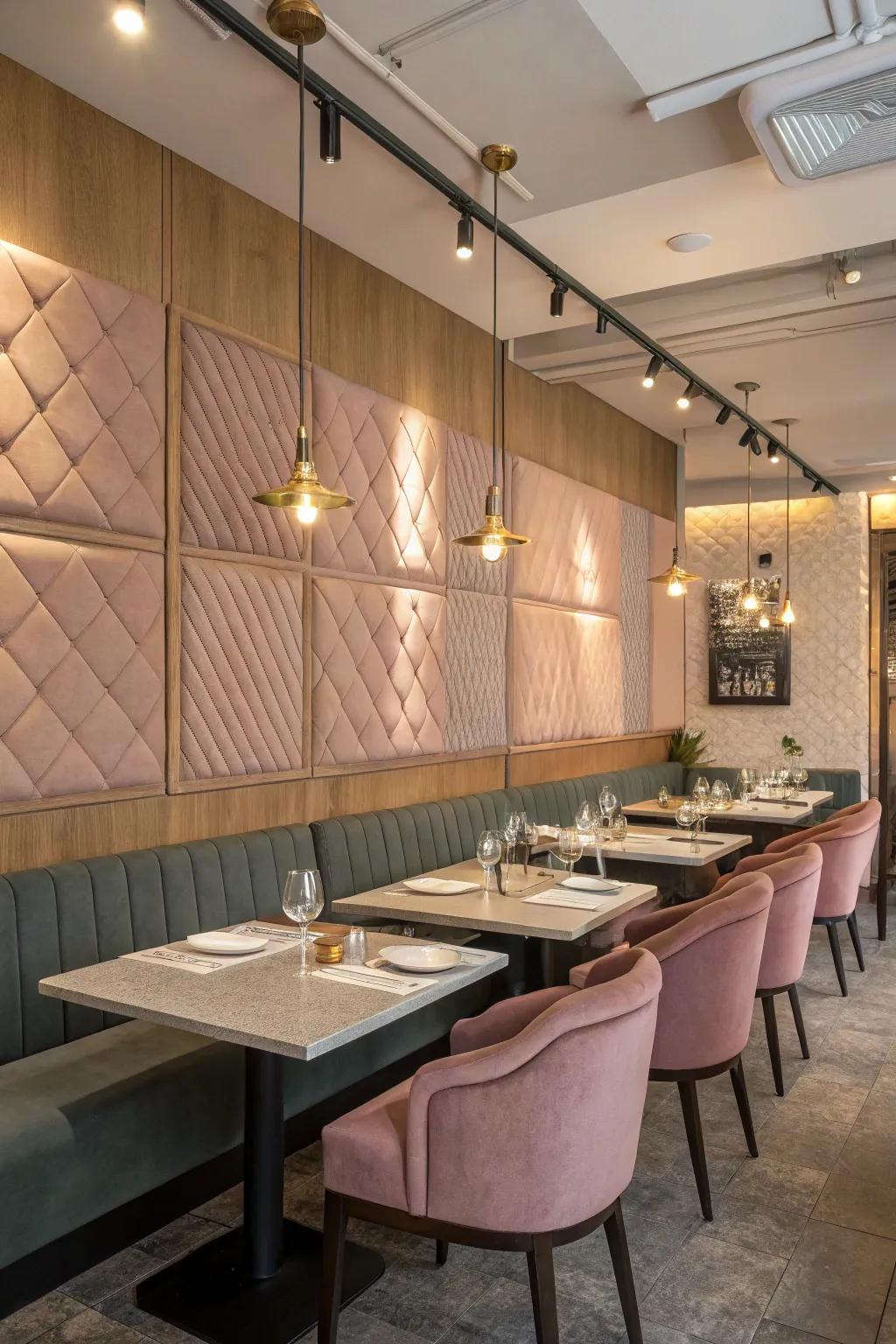 Acoustic plan guarantees a charming and conversational eating environment.