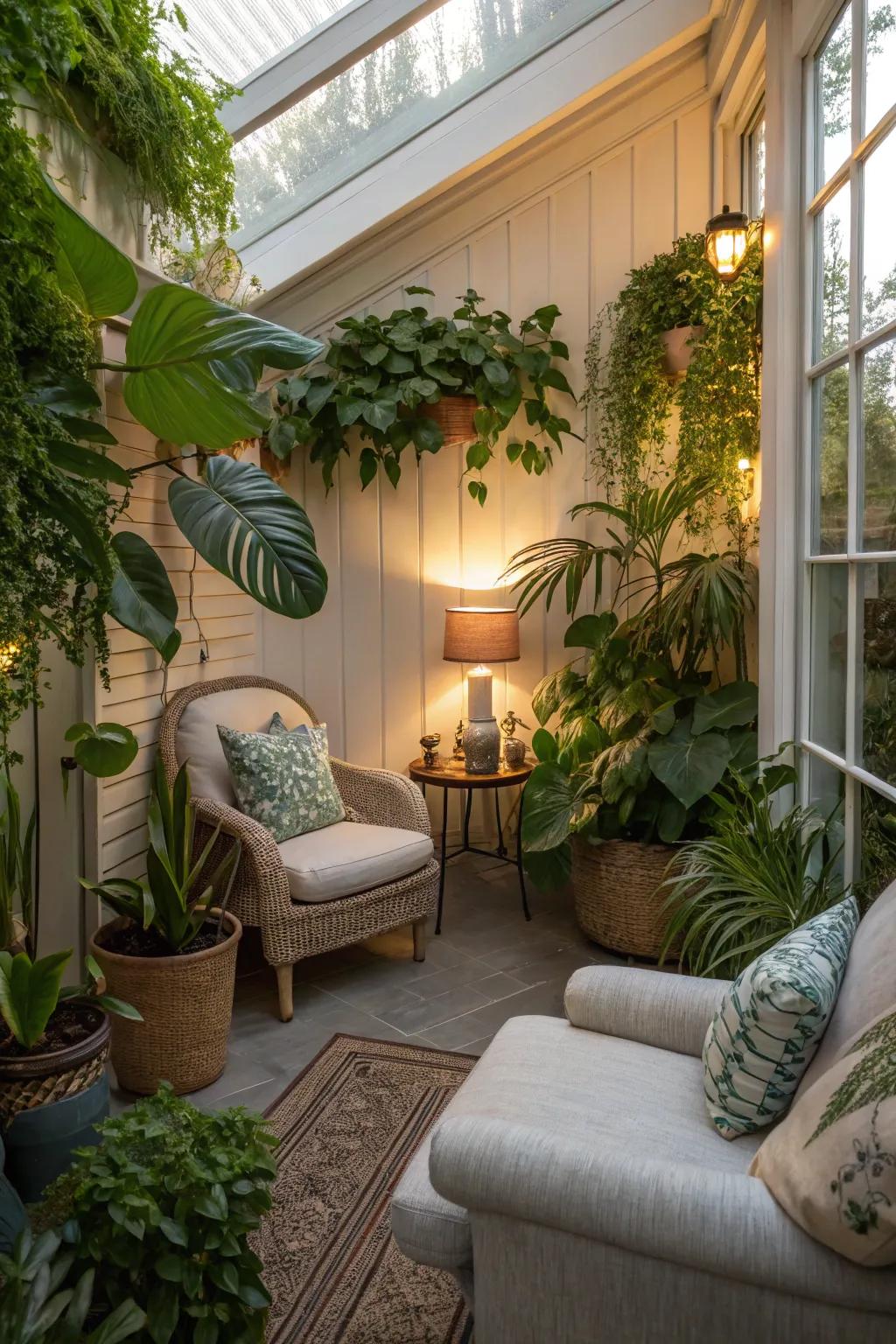 An addition of a garden room offers a tranquil connection to nature.