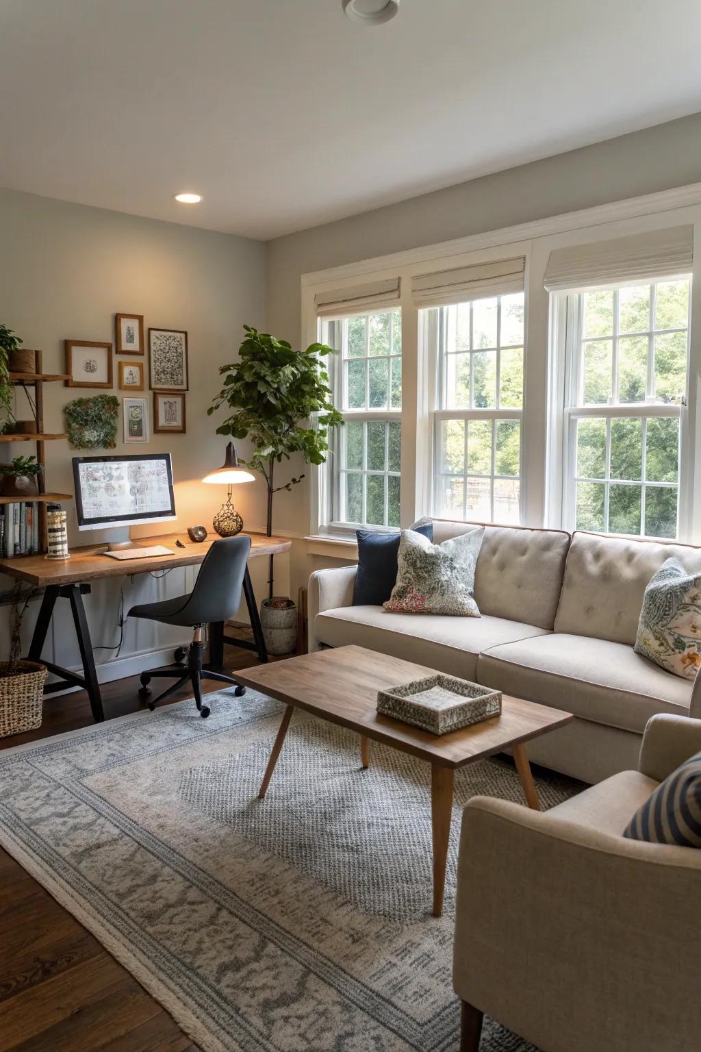 A versatile space combining work and leisure seamlessly.