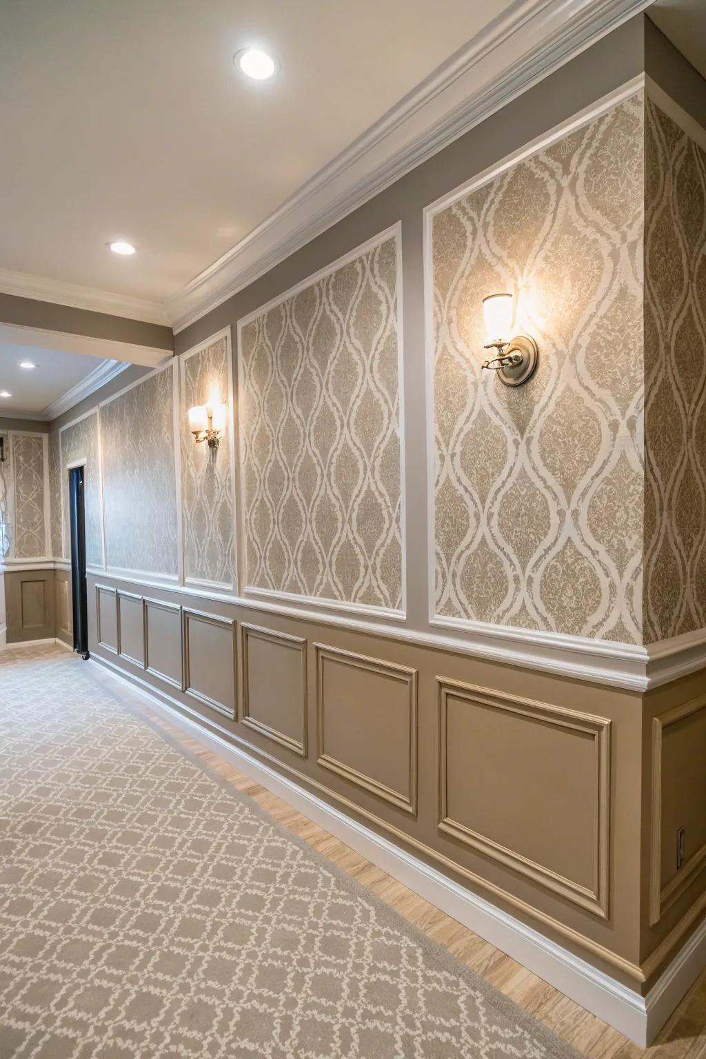 An area displaying an accent wall that incorporates depth and interest.