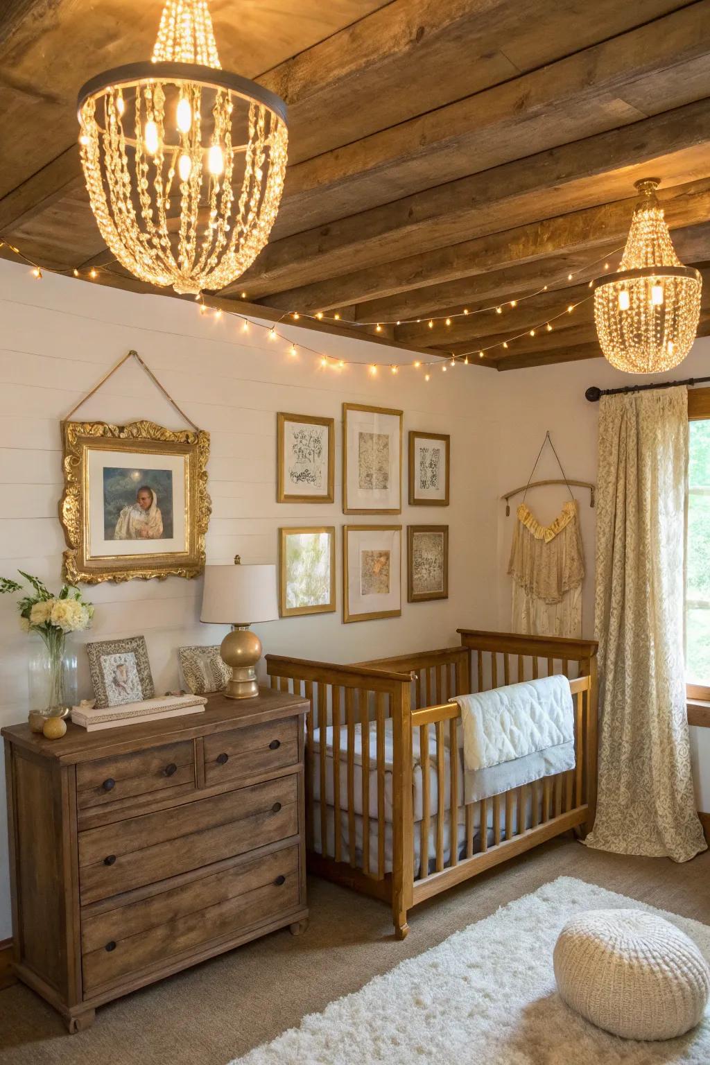 Gold details inject a hint of elegance.