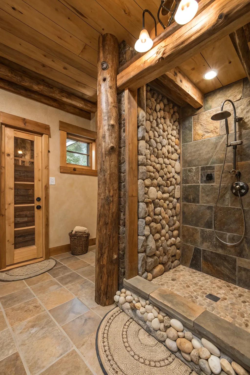 Stream rocks introduce an organic touch to your shower space.