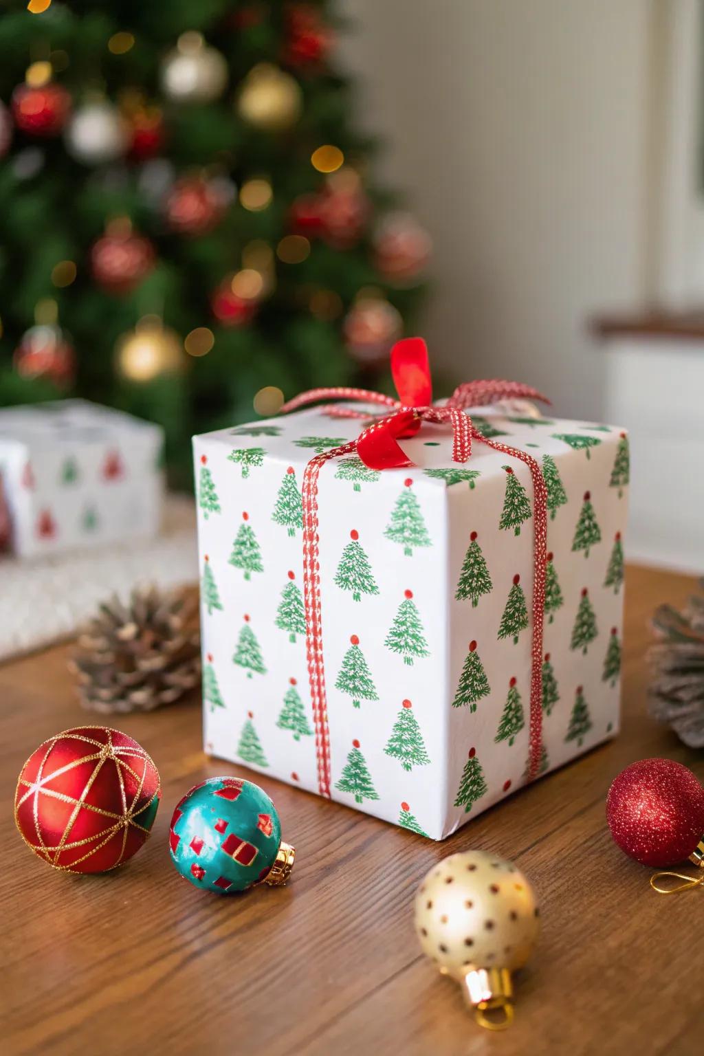 A holiday greenery design on Santa's container enhances the festive spirit.