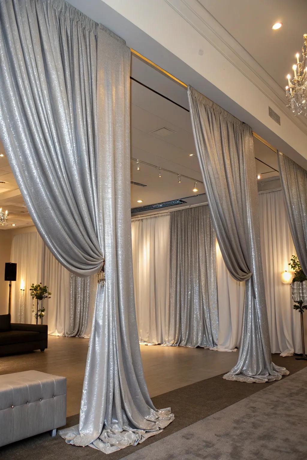 Silver cloths offer a dramatic and glamorous effect.