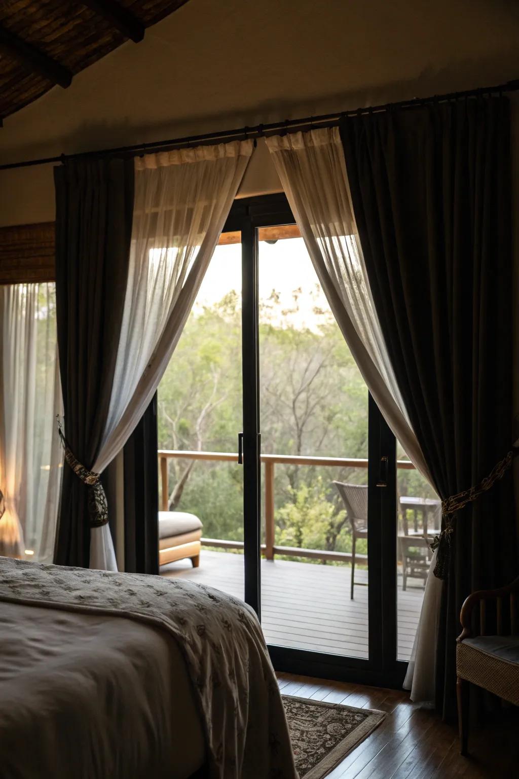 Total-block drapes ensure absolute seclusion and darkness.