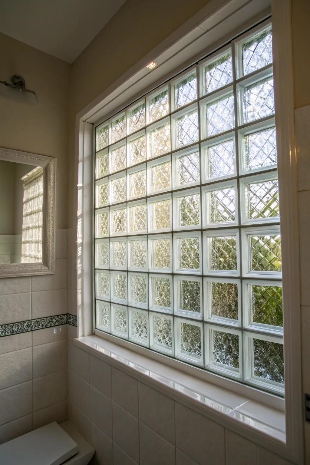 Glass blocks provide privacy with a modern touch.