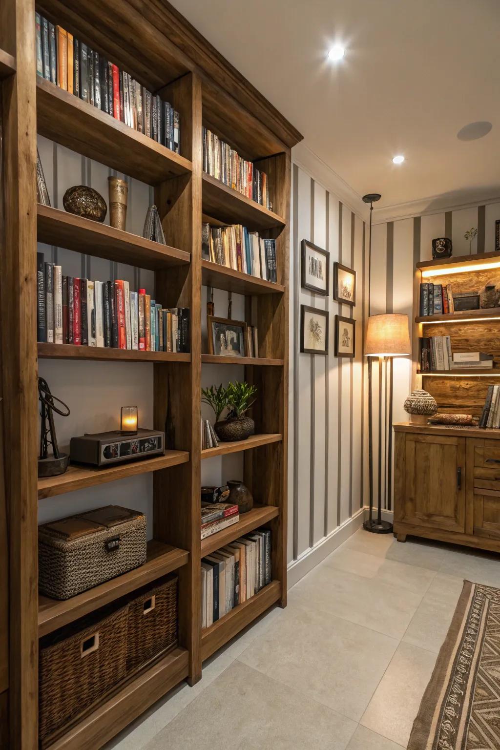 Vertical space utilization maintains the floor space unblocked.