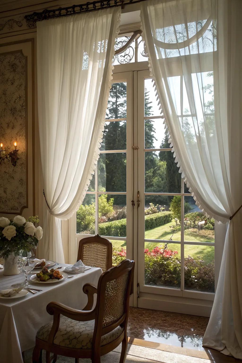 Tiered panels offer elegance and sophistication to any dining room.