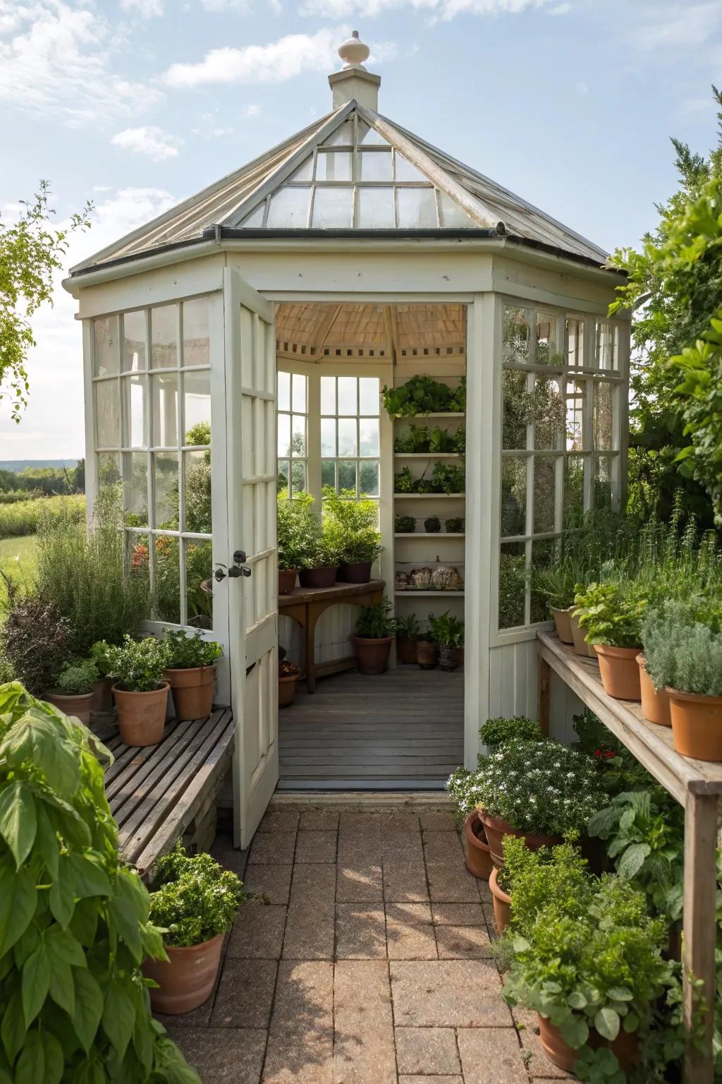 Nurture your green thumb inside a pavilion greenhouse.