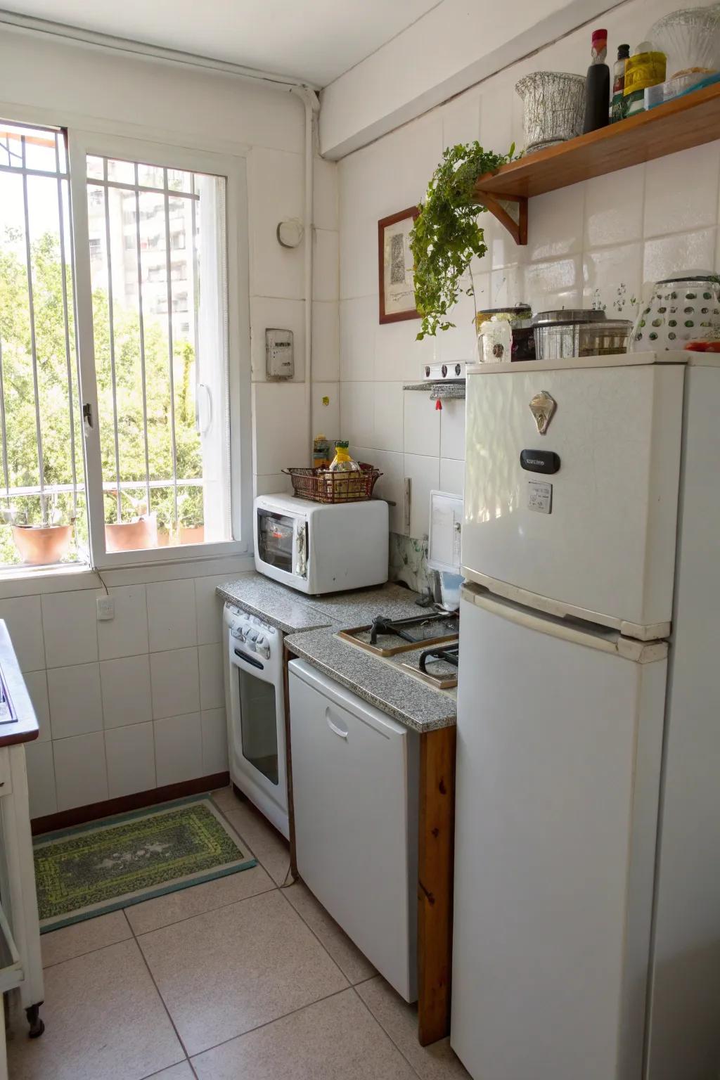 Small appliances maximize space in this efficient kitchen.
